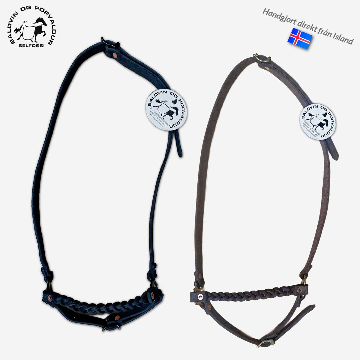 Noseband remont, handmade from Baldvin og Þorvaldur, braided in black or brown