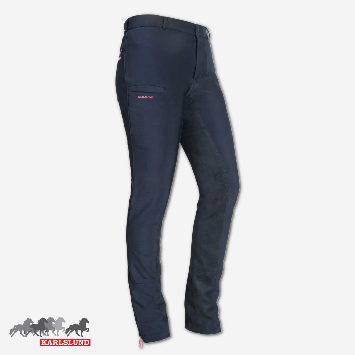 Jodhpursridbyxor Jökull i softshell, med mobilficka, helskodda läderimitation