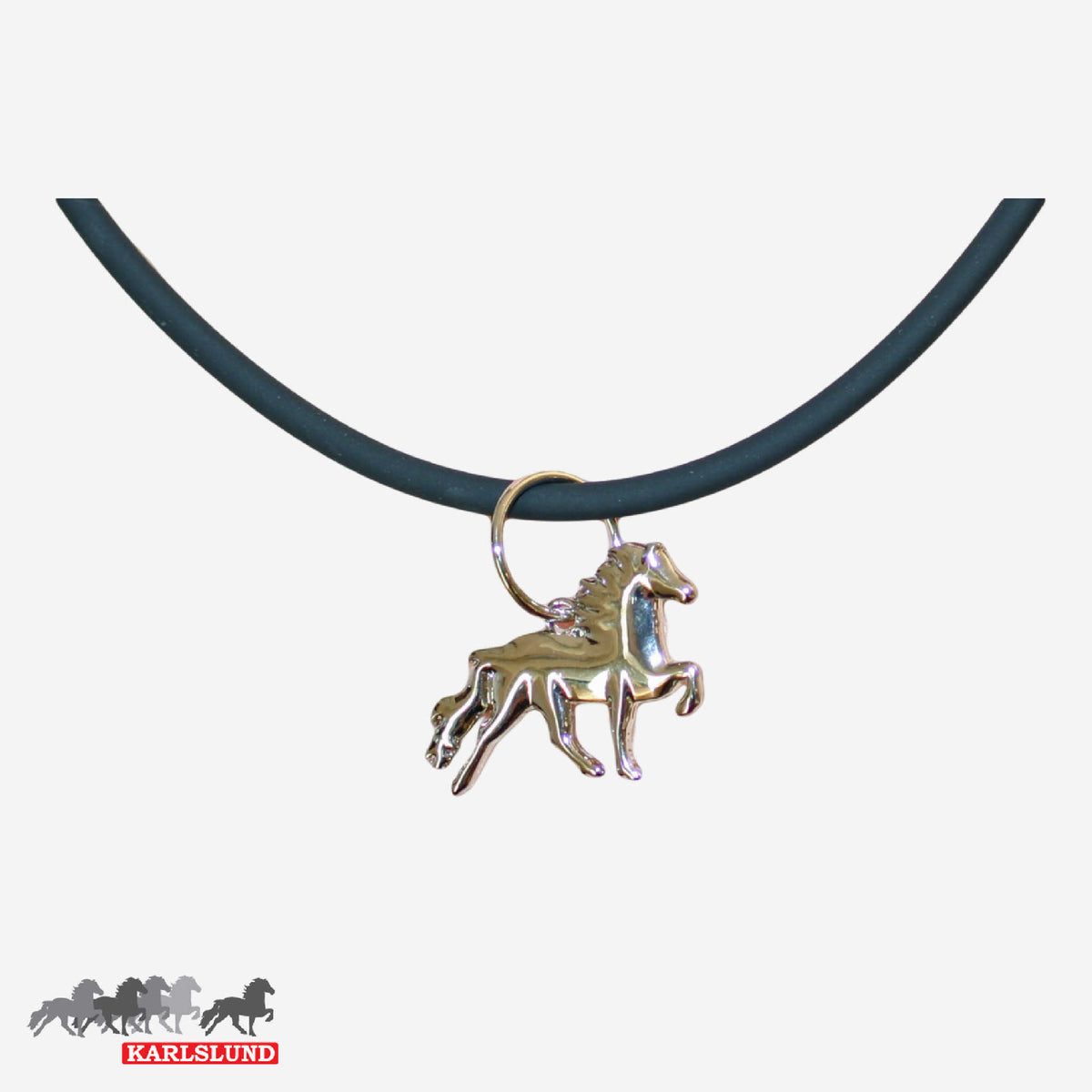 Halsband med töltande häst-berlock, silikonband