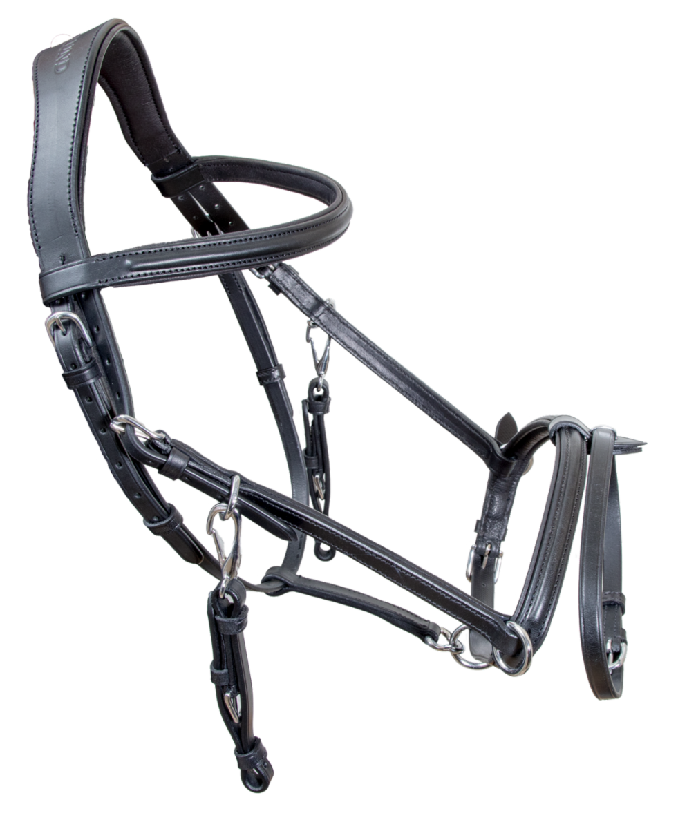 Ridgrimma i läder med anatomiskt nackband - Tölta.se