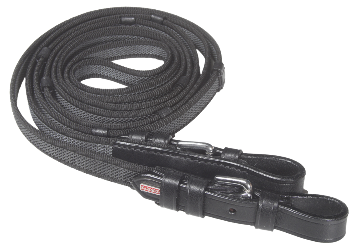 Tygel i gummi med supergrepp, stoppar och spännen i krom - Tölta.se