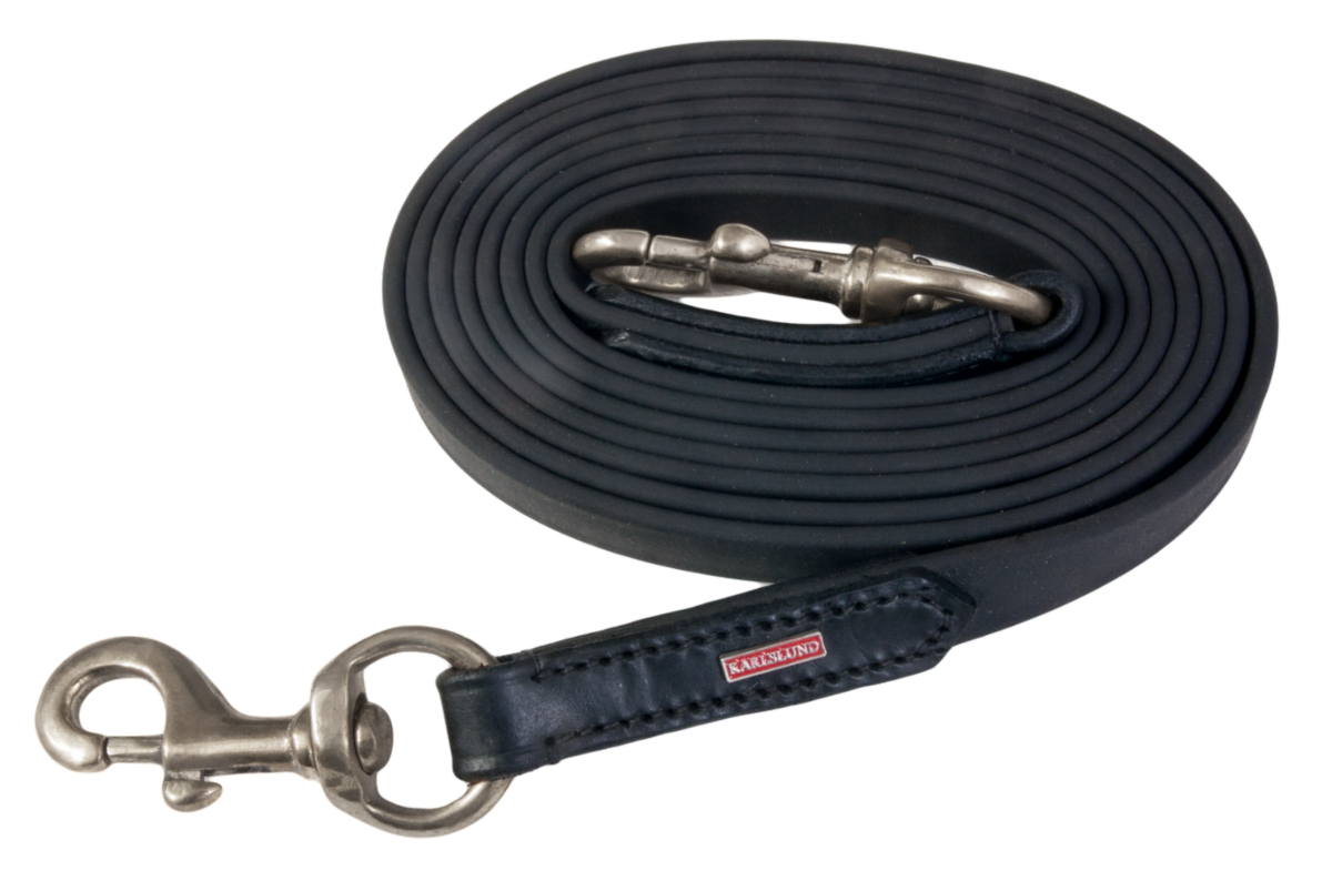 BioThane reins, Black, brass - Tölta.se