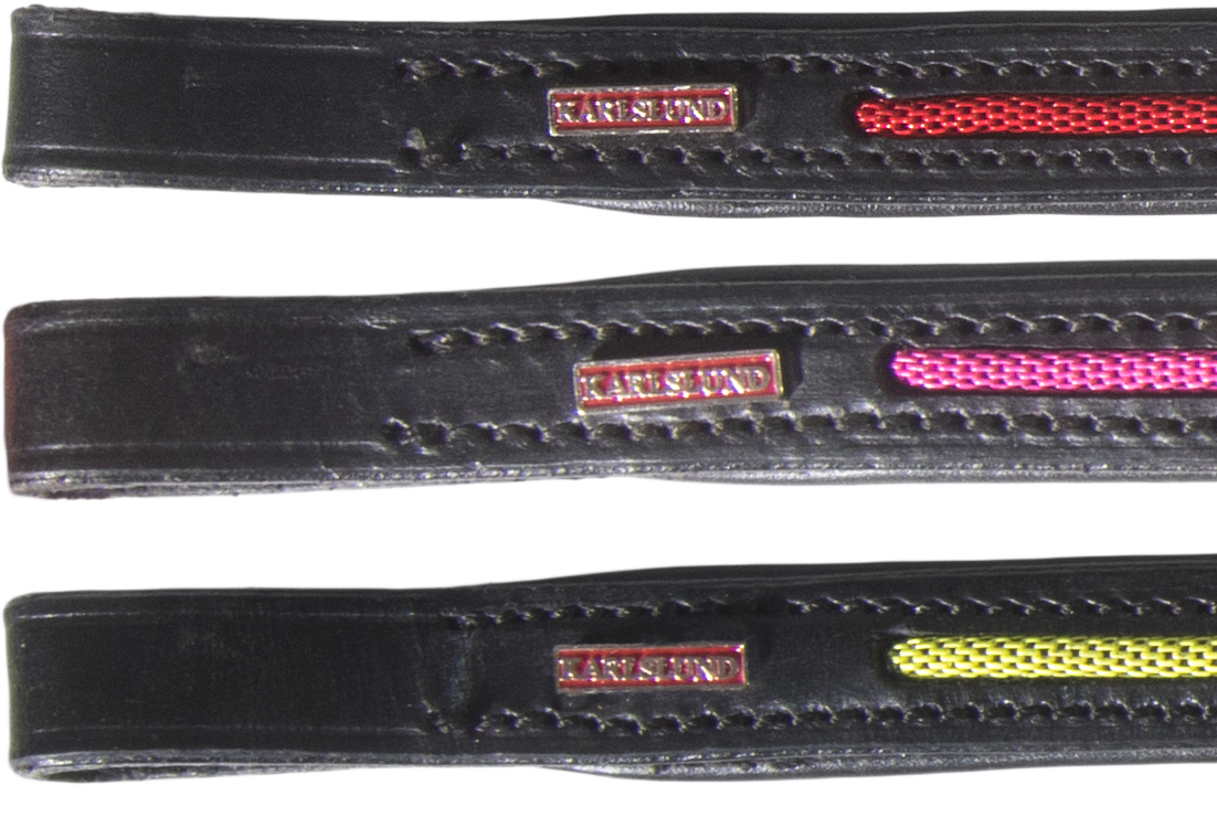 Pannband Kombi, i svart läder med rand i flera färger